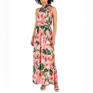 Anne Klein Women Floral-Print Halter Maxi Dress Spring Summer Vacation Women 14